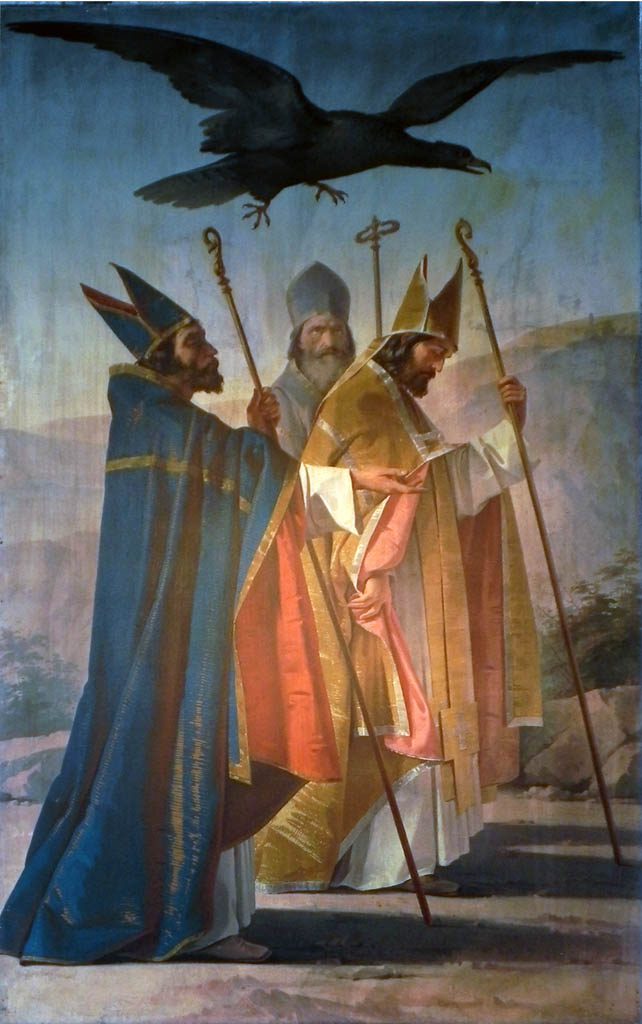 Tela raffigurante i tre vescovi in cammino verso Monte S. Angelo