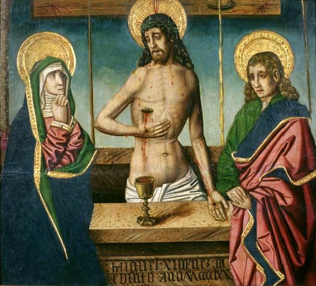 Imago pietatis tra i dolenti Maria e Giovanni, di M. Ximnez, 1470