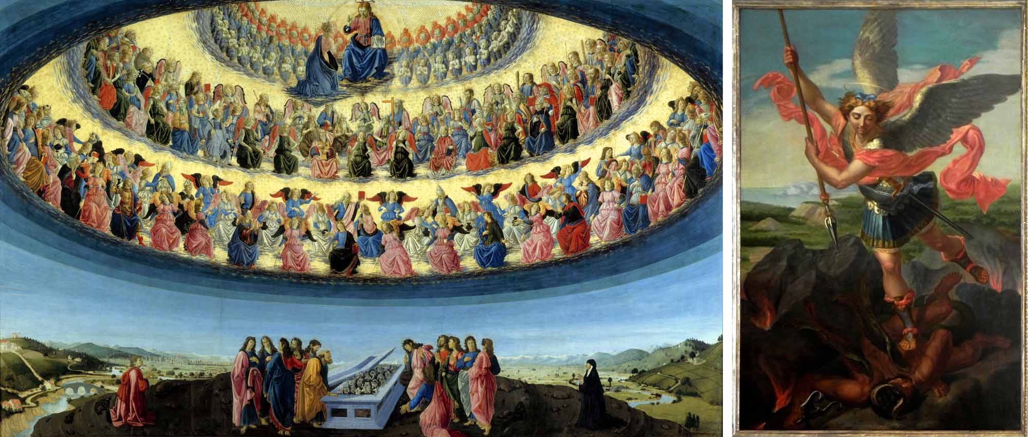 I cieli degli Angeli nell'Assunzione della Vergine di Botticini - S.Michele Arc. di Raffaello (copia presente in S.Angelo,Andria)