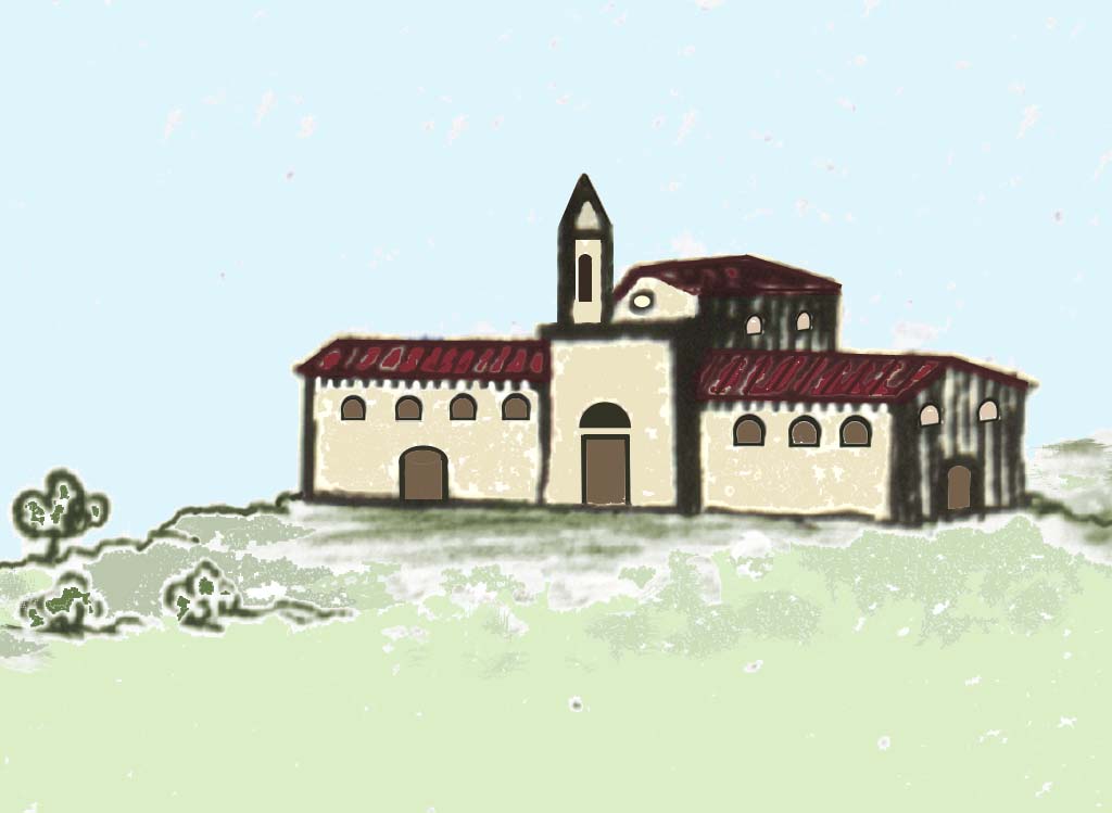 Disegno della chiesetta rilevato dalla pianta della citt eseguita da G.B.Pacichelli nel '500.