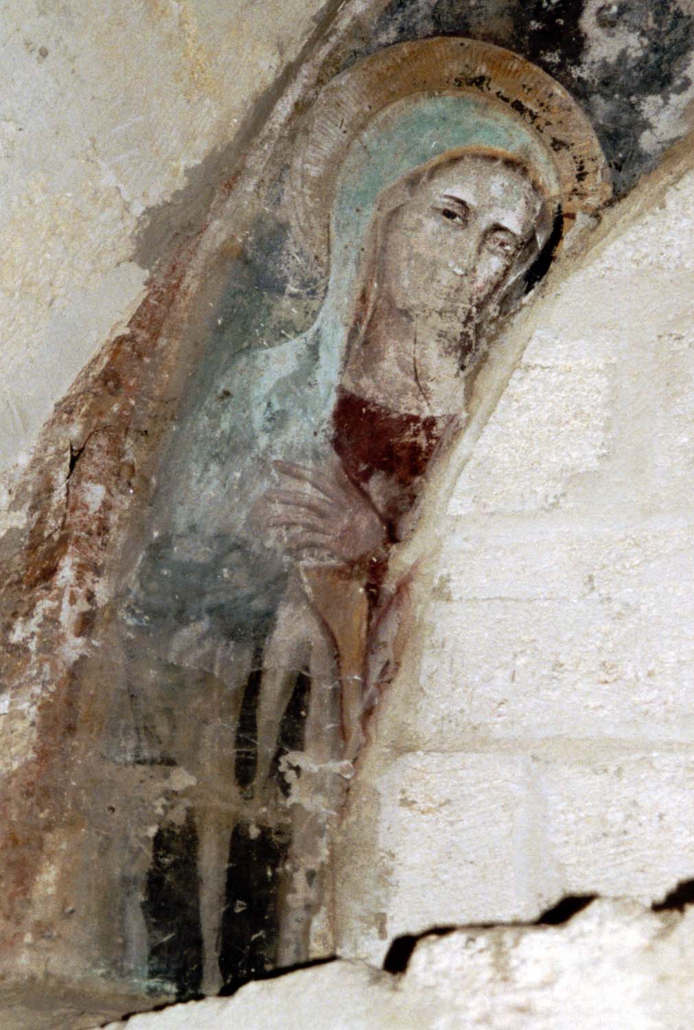 Addolorata, a destra del Cristo crocifisso pantocratore, nell'abside della chiesa di Sant'Angelo dei Meli