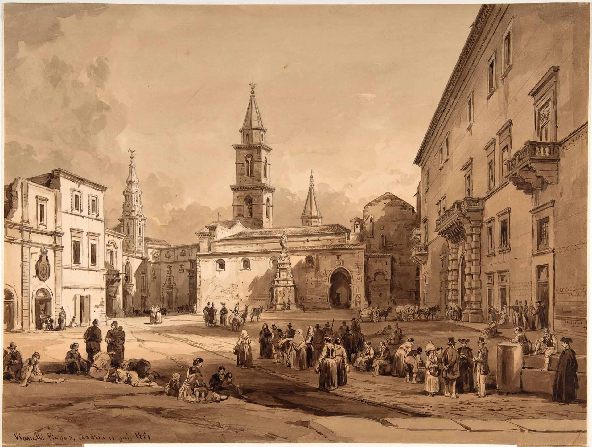 "The Main Square" (la piazza pi importante) di Andria - dipinto di Achille Vianelli del 1851, Metropolitan Museum of Art, New York